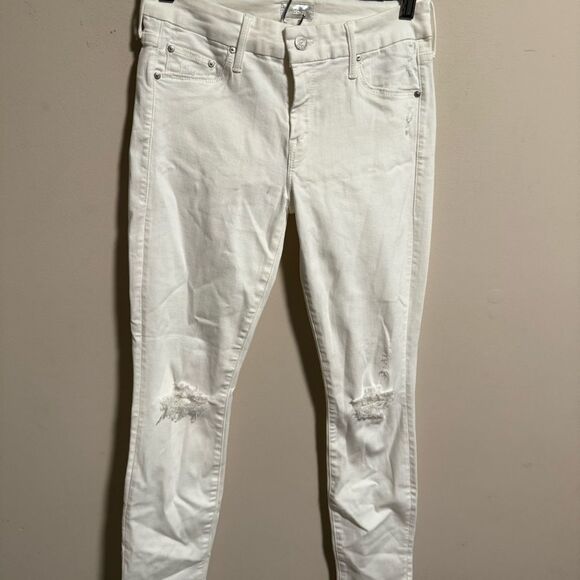 Mother Denim Jeans Looker Ankle Fray Little Miss Innocent White- Size 25 - Picture 3 of 10